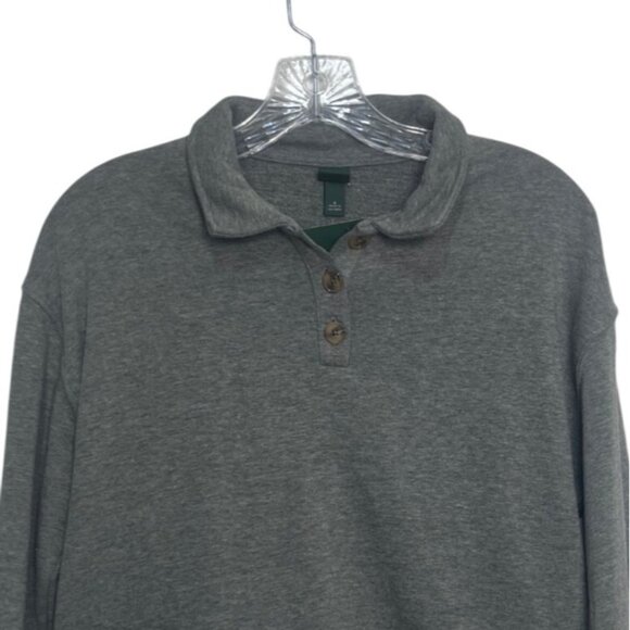Wild Fable Cropped Collared Long Sleeve Polo Shirt Womens Small Heather Gray New - Picture 4 of 10